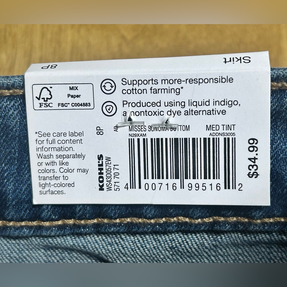 Blue Denim Button Down High Rise A-Line Skirt w/ pockets - Picture 8 of 10